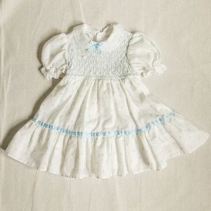 Blue & white smocked dress